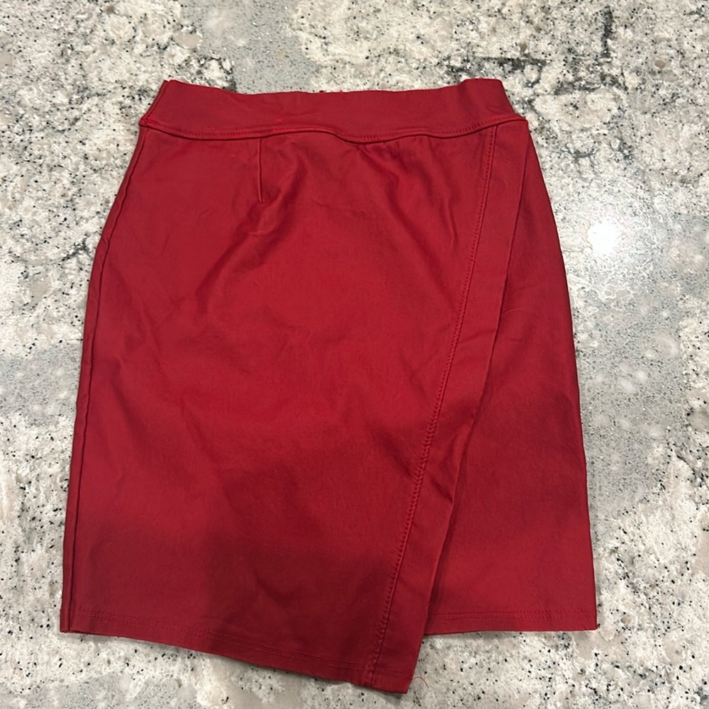 Leather red skirt
